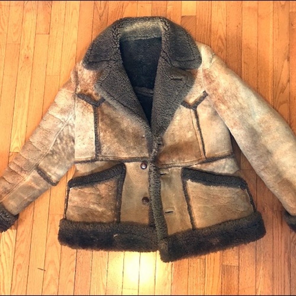 Vintage '70s Rancher Coat of Brown Sheepskin